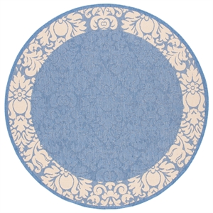 safavieh courtyard 6'-7&quot x 6'-7&quotround polyester power loomed rug in blue/natural