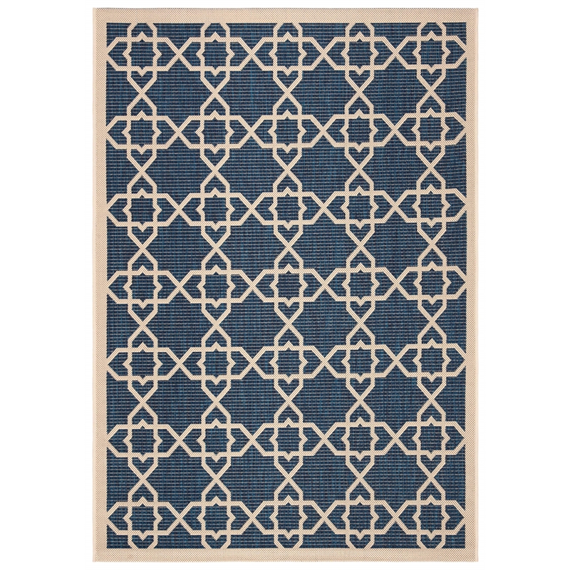 Safavieh Courtyard Polypropylene Small Rectangle Rug CY6032-268-4 in Navy and Beige
