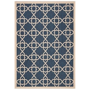 Safavieh Courtyard Polypropylene Small Rectangle Rug CY6032-268-4 in Navy and Beige