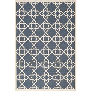 Safavieh Courtyard Polypropylene Small Rectangle Rug CY6032-268-4 in Navy and Beige