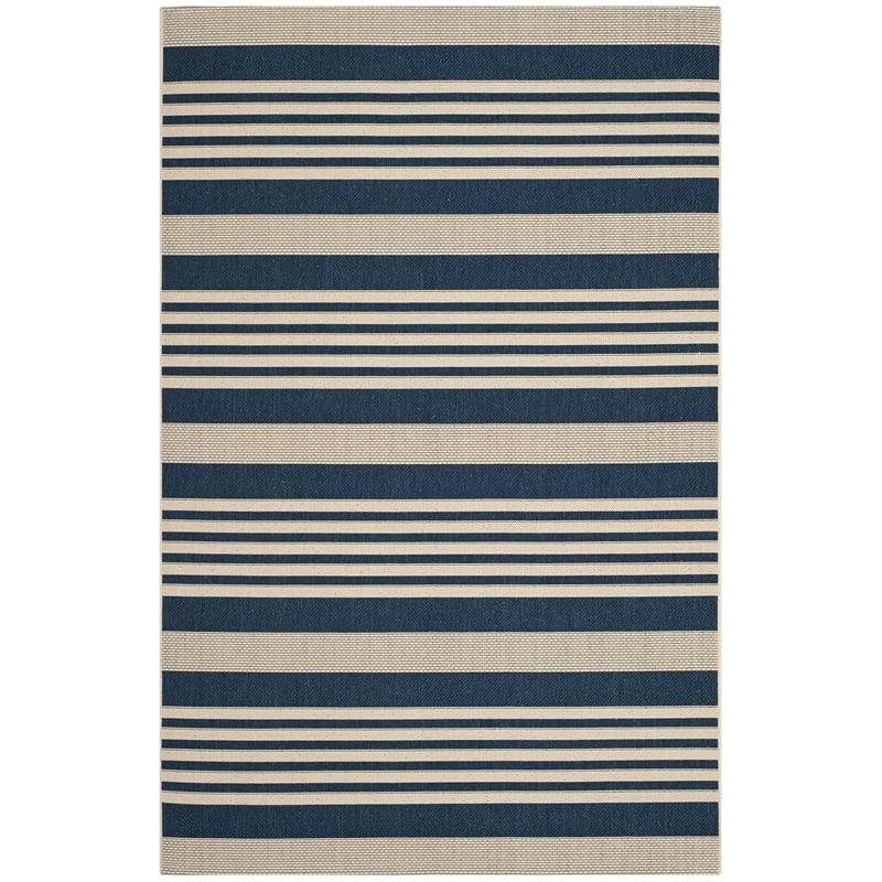 Safavieh Courtyard Polypropylene Medium Rectangle Rug CY6062-268-5 in Navy and Beige