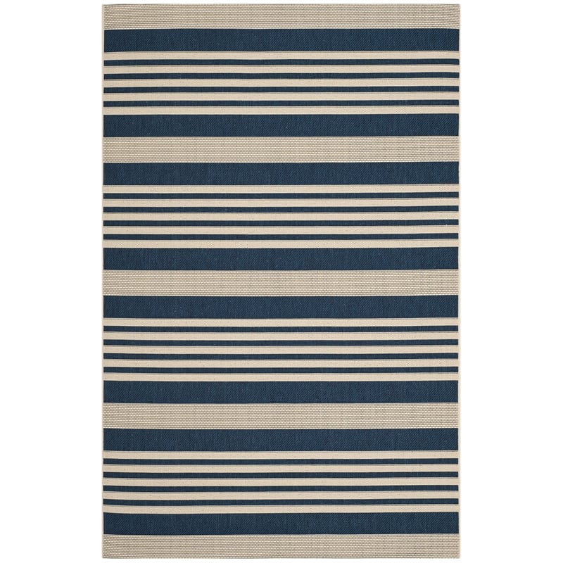 Safavieh Courtyard Polypropylene Medium Rectangle Rug CY6062-268-5 in Navy and Beige