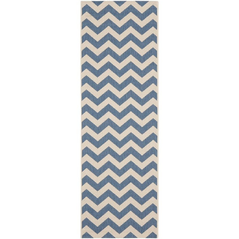 Safavieh Courtyard Polypropylene Runner Rug CY6244-243-210 in Blue and Beige