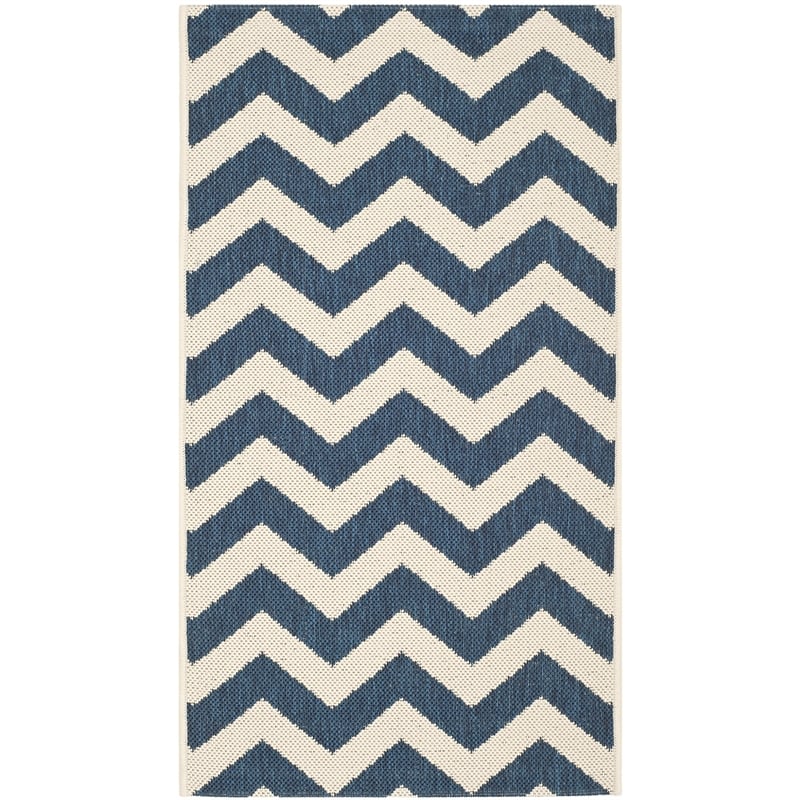 Safavieh Courtyard Polypropylene Small Rectangle Rug CY6244-268-4 in Navy and Beige