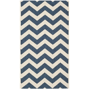 Safavieh Courtyard Polypropylene Small Rectangle Rug CY6244-268-4 in Navy and Beige