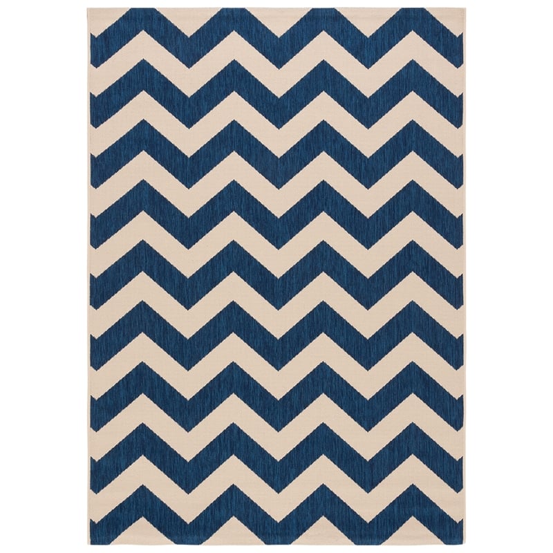 Safavieh Courtyard Polypropylene Medium Rectangle Rug CY6244-268-5 in Navy and Beige