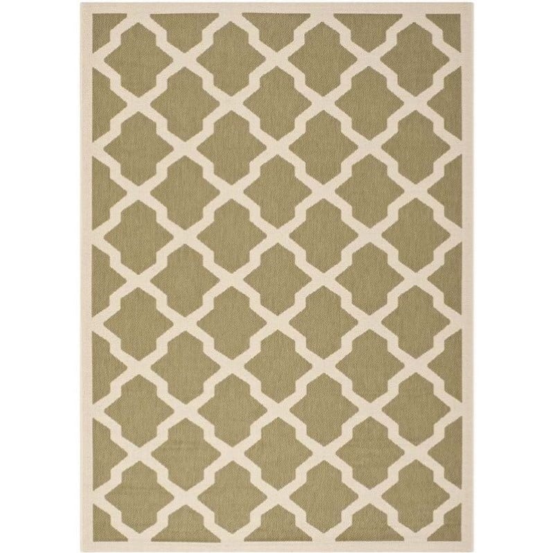 Safavieh Courtyard Polypropylene Medium Rectangle Rug CY6903-244-5 in Green and Beige