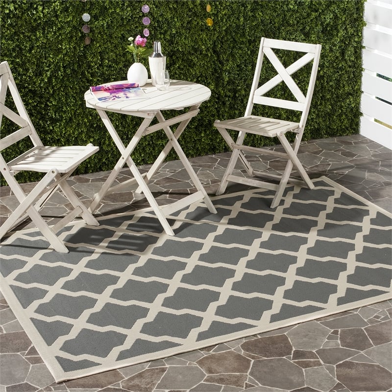 Safavieh Courtyard Polypropylene Runner Rug CY6903-246-3 in Anthracite and Beige
