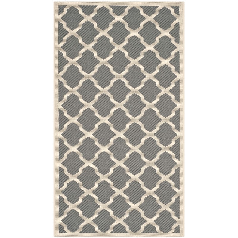 Safavieh Courtyard Polypropylene Runner Rug CY6903-246-3 in Anthracite and Beige