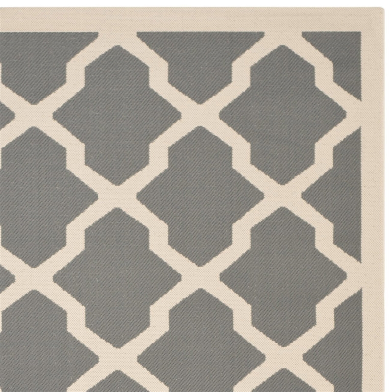 Safavieh Courtyard Polypropylene Rectangle Rug in Anthracite and Beige