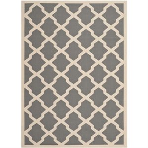 Safavieh Courtyard Polypropylene Rectangle Rug in Anthracite and Beige