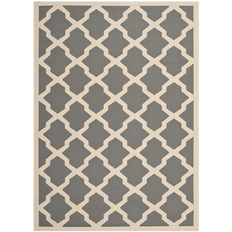 Safavieh Courtyard Polypropylene Medium Rectangle Rug CY6903-246-5 in Anthracite and Beige
