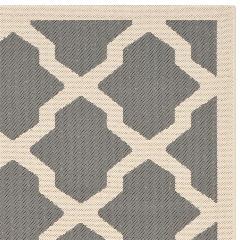 Safavieh Courtyard Polypropylene Medium Rectangle Rug CY6903-246-5 in Anthracite and Beige