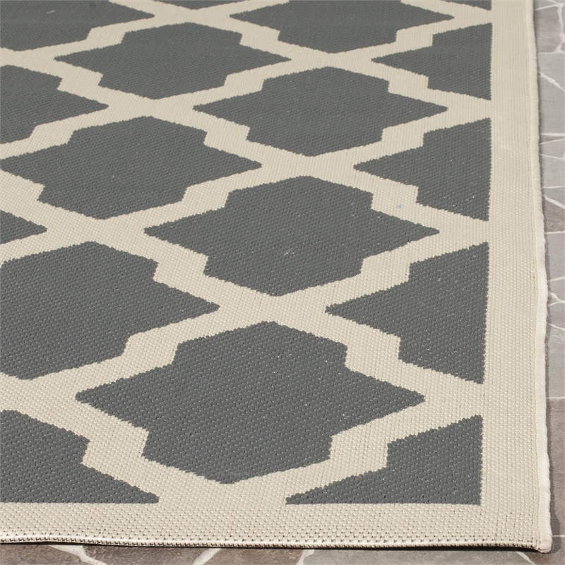 Safavieh Courtyard Polypropylene Medium Rectangle Rug CY6903-246-6 in Anthracite and Beige