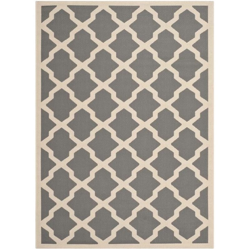Safavieh Courtyard Polypropylene Large Rectangle Rug CY6903-246-8 in Anthracite and Beige