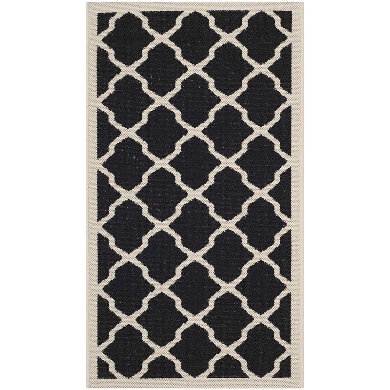 Safavieh Courtyard Polypropylene Accent Rug CY6903-266-2 in Black and Beige