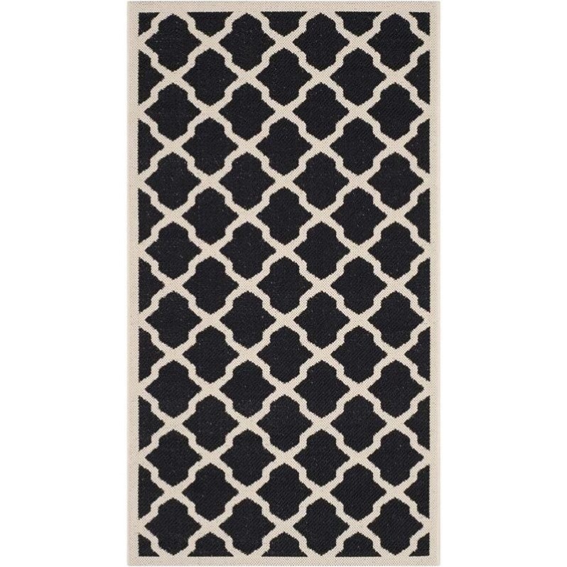 Safavieh Courtyard Polypropylene Runner Rug CY6903-266-3 in Black and Beige