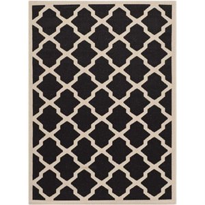 Safavieh Courtyard Polypropylene Small Rectangle Rug CY6903-266-4 in Black and Beige