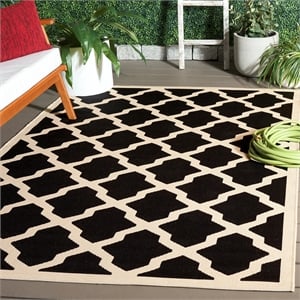 Safavieh Courtyard Polypropylene Medium Rectangle Rug CY6903-266-5 in Black and Beige