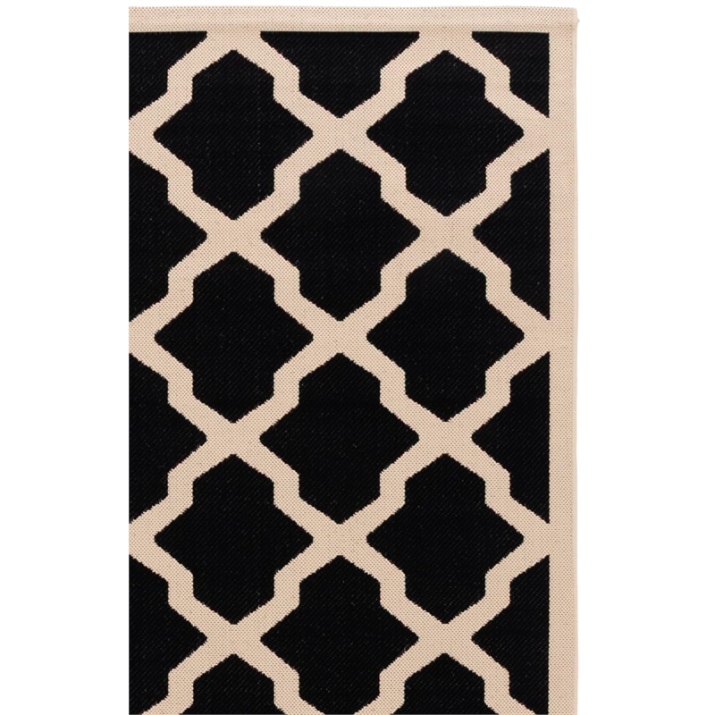 Safavieh Courtyard Polypropylene Medium Rectangle Rug CY6903-266-5 in Black and Beige