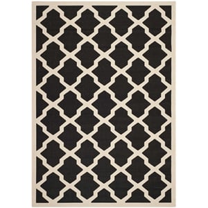 Safavieh Courtyard Polypropylene Medium Rectangle Rug CY6903-266-6 in Black and Beige