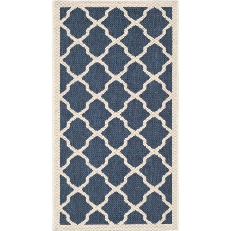 Safavieh Courtyard Polypropylene Runner Rug CY6903-268-3 in Navy and Beige
