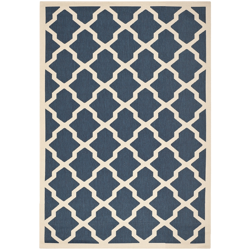 Safavieh Courtyard Polypropylene Medium Rectangle Rug CY6903-268-5 in Navy and Beige