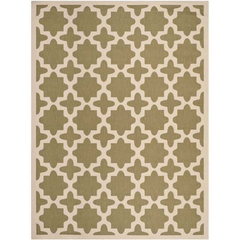 Safavieh Courtyard Polypropylene Medium Rectangle Rug CY6913-244-5 in Green and Beige