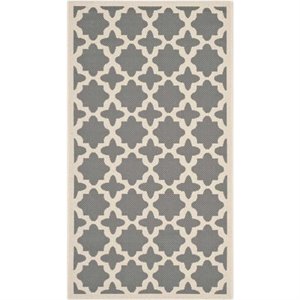Safavieh Courtyard Polypropylene Accent Rug CY6913-246-2 in Anthracite and Beige