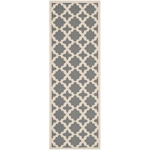 Safavieh Courtyard Polypropylene Runner Rug CY6913-246-27 in Anthracite and Beige