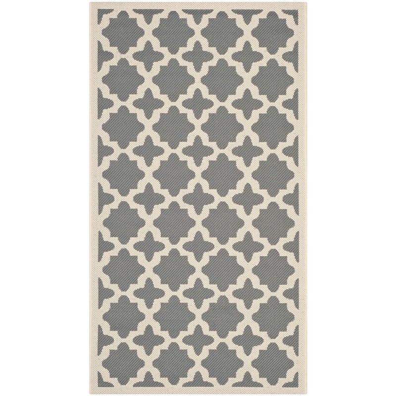 Safavieh Courtyard Polypropylene Runner Rug CY6913-246-3 in Anthracite and Beige