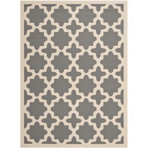 Safavieh Courtyard Polypropylene Small Rectangle Rug CY6913-246-4 in Anthracite and Beige