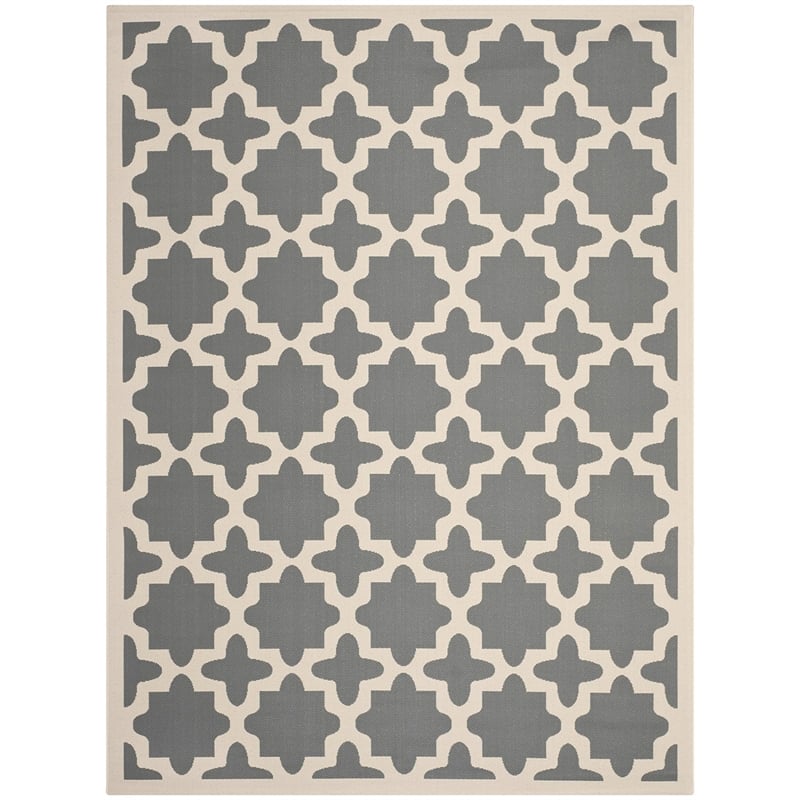 Safavieh Courtyard Polypropylene Medium Rectangle Rug CY6913-246-6 in Anthracite and Beige