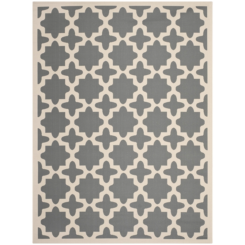 Safavieh Courtyard Polypropylene Large Rectangle Rug CY6913-246-8 in Anthracite and Beige