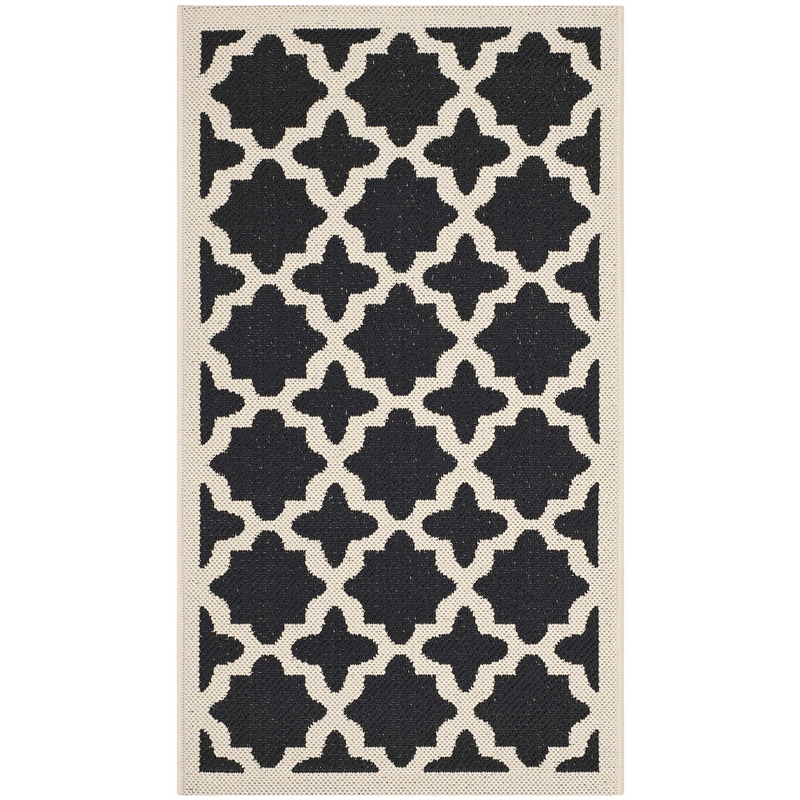 Safavieh Courtyard Polypropylene Accent Rug CY6913-266-2 in Black and Beige