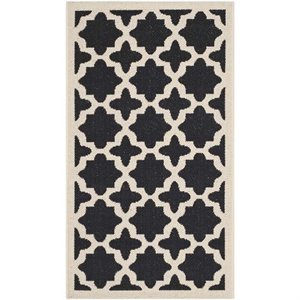 Safavieh Courtyard Polypropylene Accent Rug CY6913-266-2 in Black and Beige