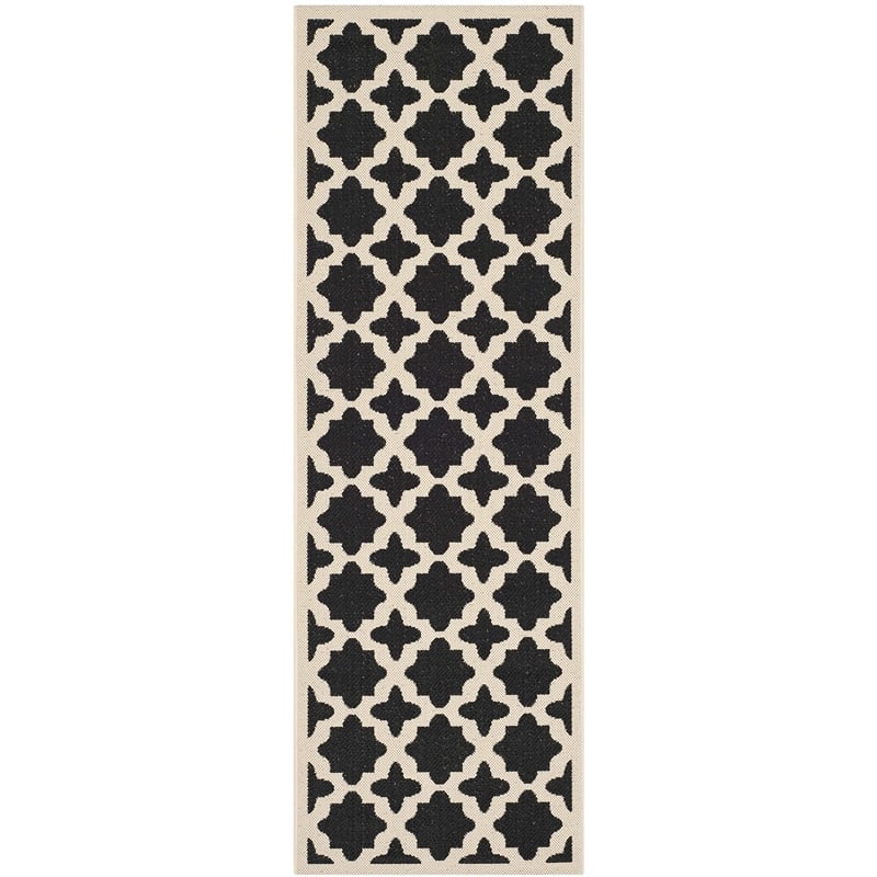 Safavieh Courtyard Polypropylene Runner Rug CY6913-266-27 in Black and Beige