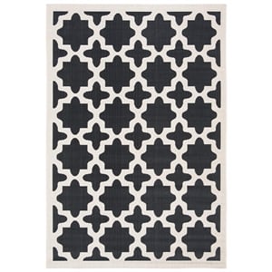Safavieh Courtyard Polypropylene Medium Rectangle Rug CY6913-266-5 in Black and Beige