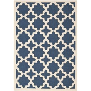 Safavieh Courtyard Polypropylene Small Rectangle Rug CY6913-268-4 in Navy and Beige