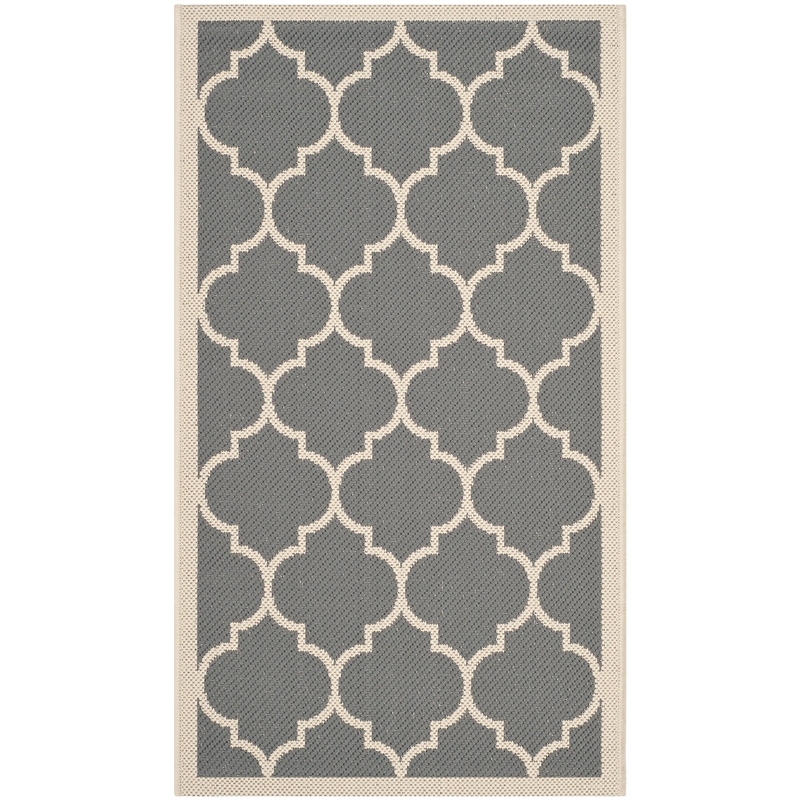 Safavieh Courtyard Polypropylene Accent Rug CY6914-246-2 in Anthracite and Beige