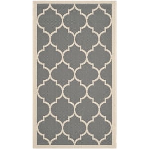 Safavieh Courtyard Polypropylene Accent Rug CY6914-246-2 in Anthracite and Beige