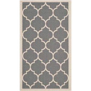 Safavieh Courtyard Polypropylene Accent Rug CY6914-246-2 in Anthracite and Beige