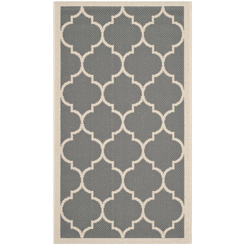 Safavieh Courtyard Polypropylene Runner Rug CY6914-246-3 in Anthracite and Beige