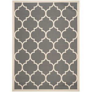 Safavieh Courtyard Polypropylene Large Rectangle Rug CY6914-246-8 in Anthracite and Beige