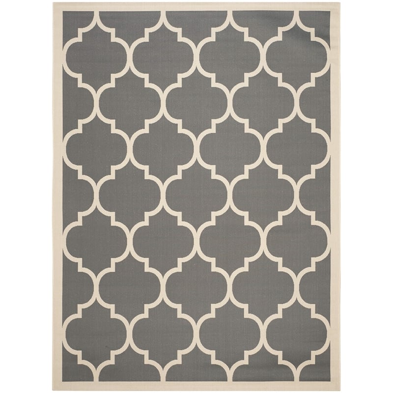 Safavieh Courtyard Polypropylene Large Rectangle Rug CY6914-246-9 in Anthracite and Beige