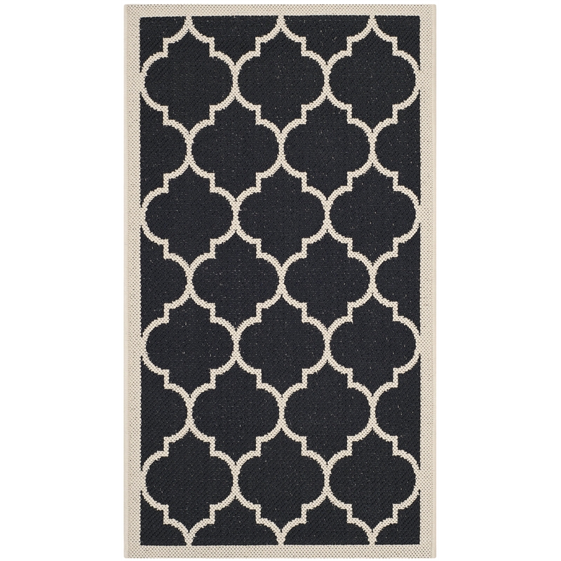 Safavieh Courtyard Polypropylene Accent Rug CY6914-266-2 in Black and Beige