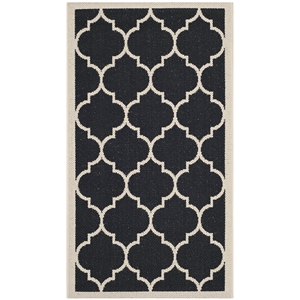 Safavieh Courtyard Polypropylene Accent Rug CY6914-266-2 in Black and Beige