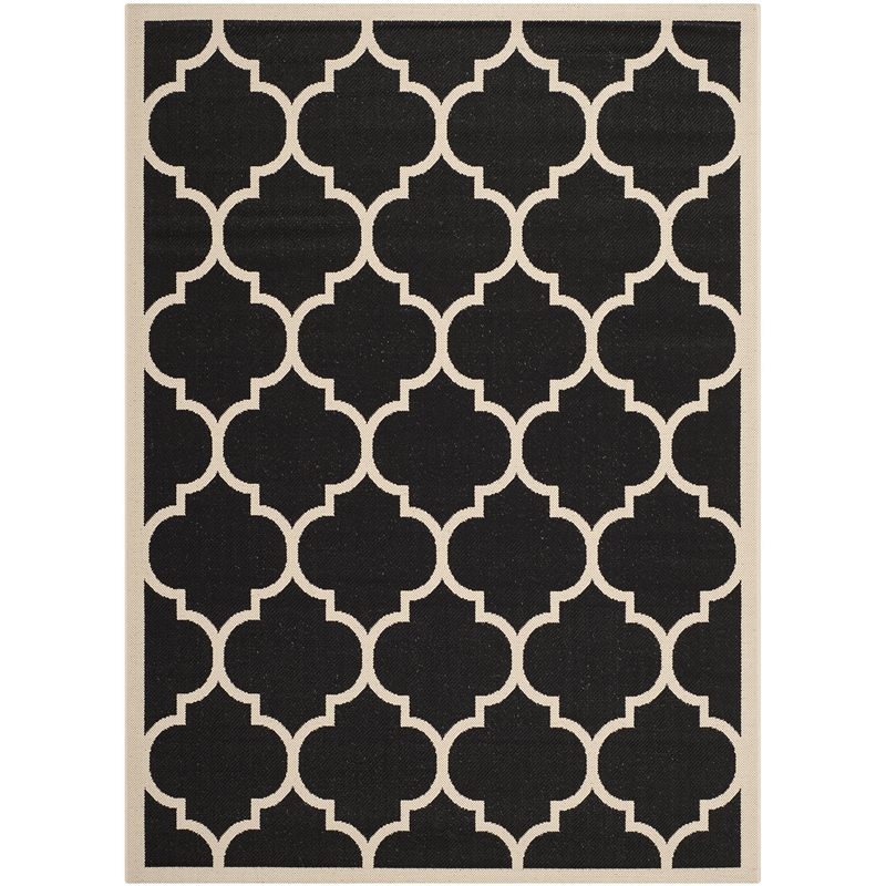 Safavieh Courtyard Polypropylene Medium Rectangle Rug CY6914-266-5 in Black and Beige