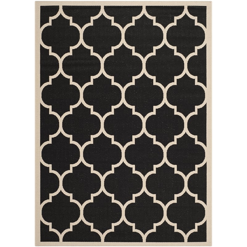 Safavieh Courtyard Polypropylene Medium Rectangle Rug CY6914-266-6 in Black and Beige