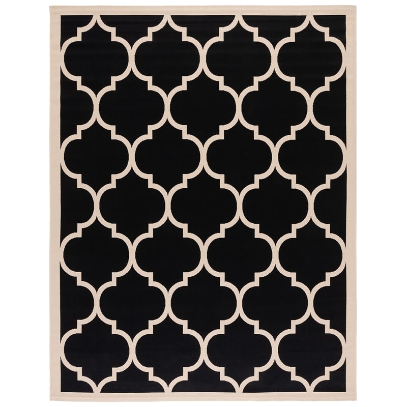 Safavieh Courtyard Polypropylene Large Rectangle Rug CY6914-266-8 in Black and Beige